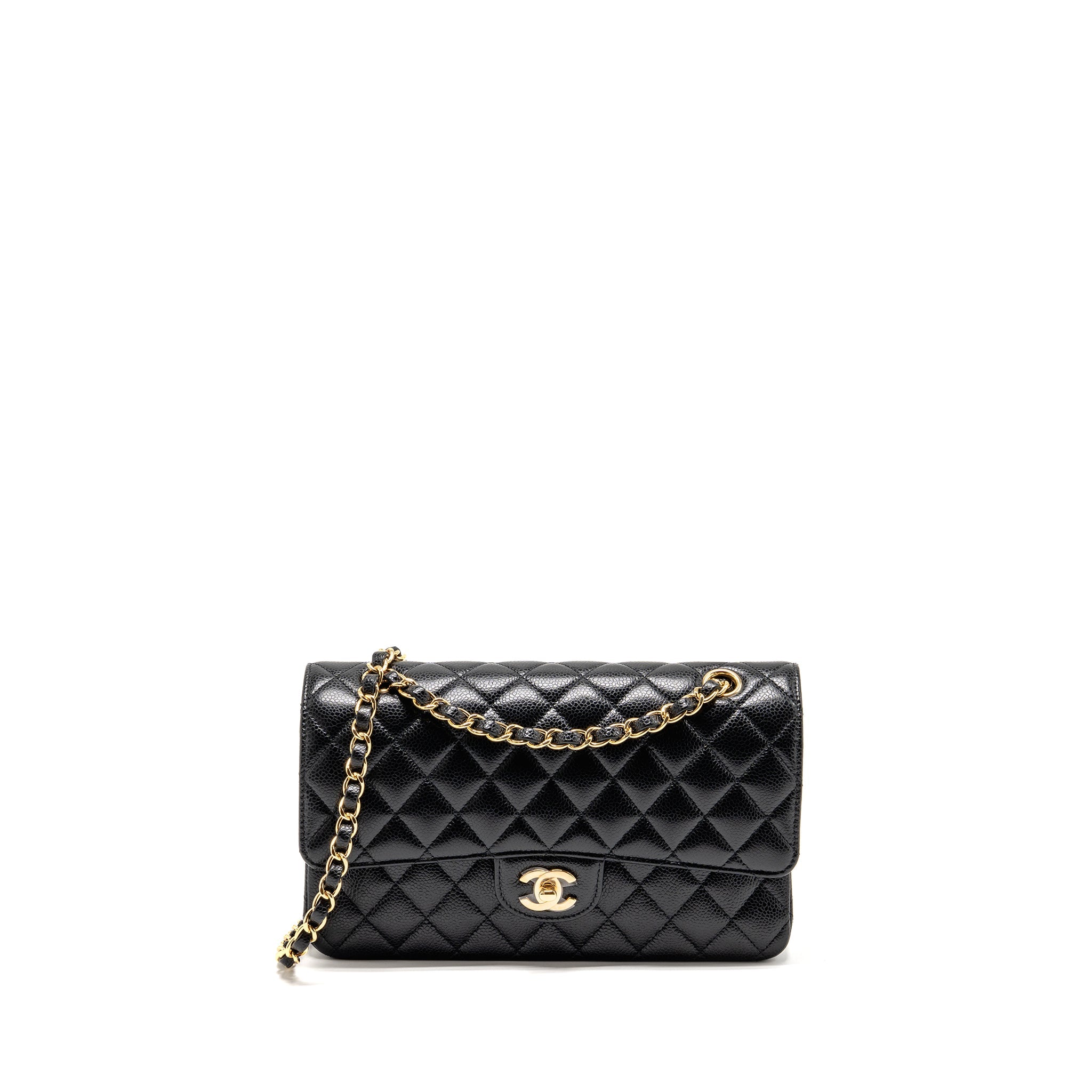 CHANEL MEDIUM CLASSIC DOUBLE FLAP BAG CAVIAR BLACK GHW