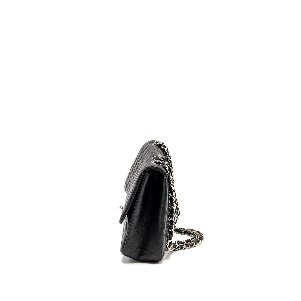 CHANEL JUMBO CLASSIC SINGLE FLAP BAG LAMBSKIN BLACK SHW