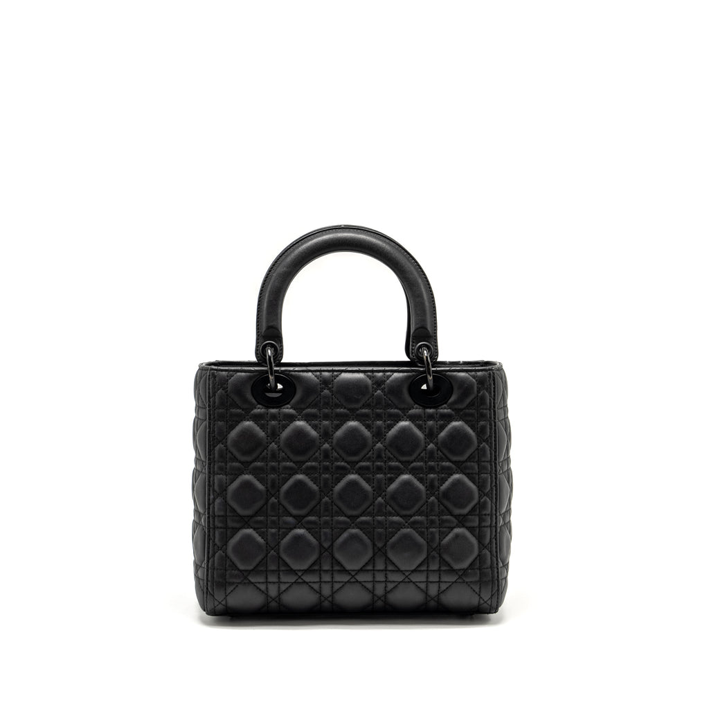 DIOR MEDIUM LADY DIOR ULTRAMATTE CANNAGE CALFSKIN SO BLACK