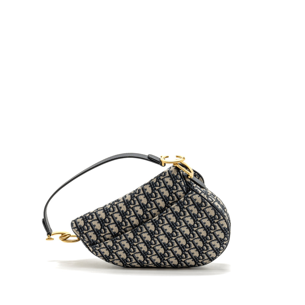 DIOR MEDIUM SADDLE BAG BLUE OBLIQUE CANVAS GHW