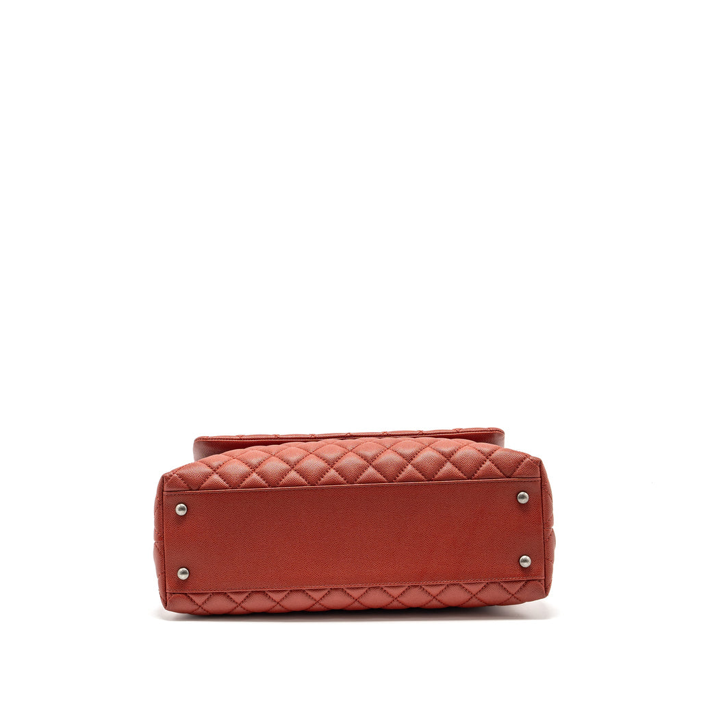 CHANEL LARGE COCO HANDLE CAVIAR DARK RED RUTHENIUM HARDWARE