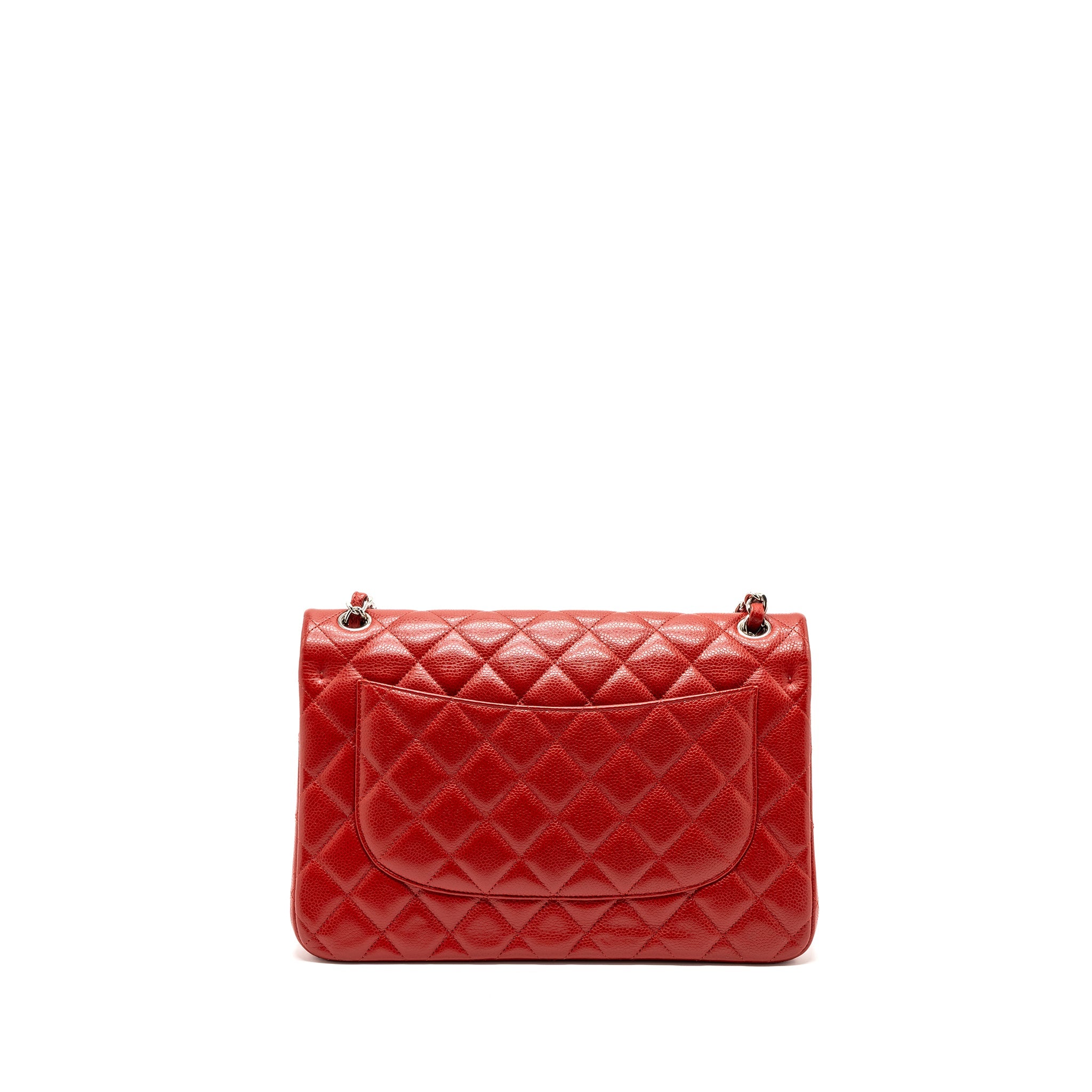 CHANEL CLASSIC JUMBO DOUBLE FLAP BAG CAVIAR RED SHW