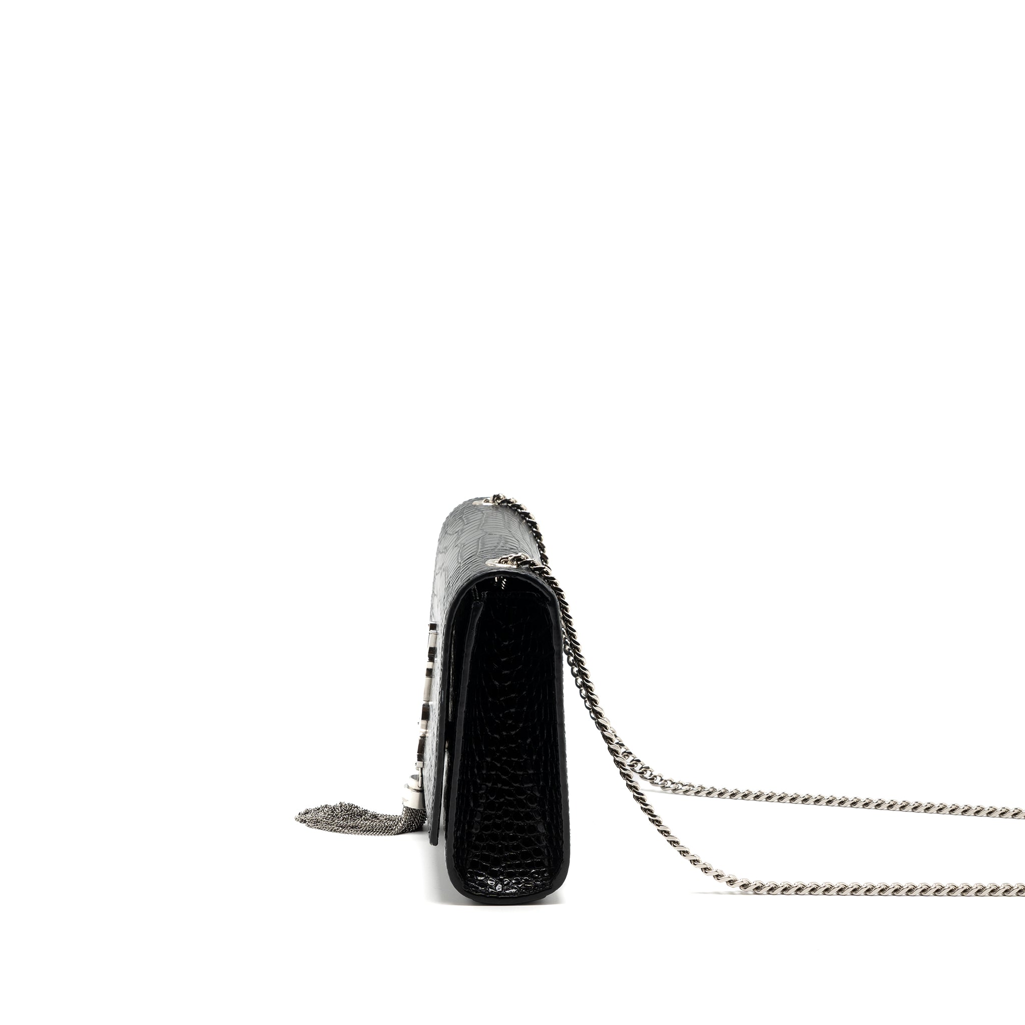 SAINT LAURENT/YSL KATE TASSEL CROC-EMBOSSED CALFSKIN BLACK SH