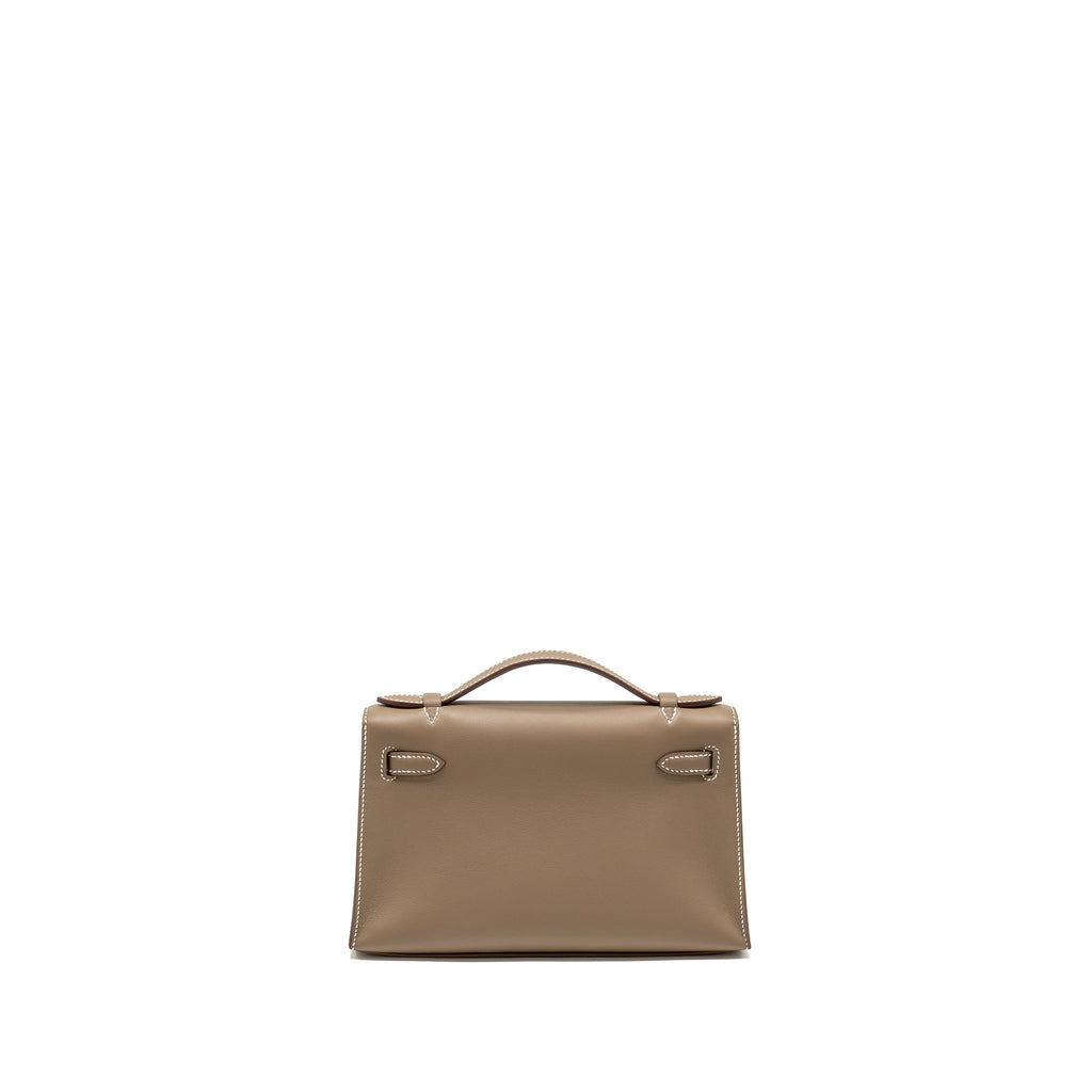 HERMES KELLY POCHETTE SWIFT ETOUPE GHW