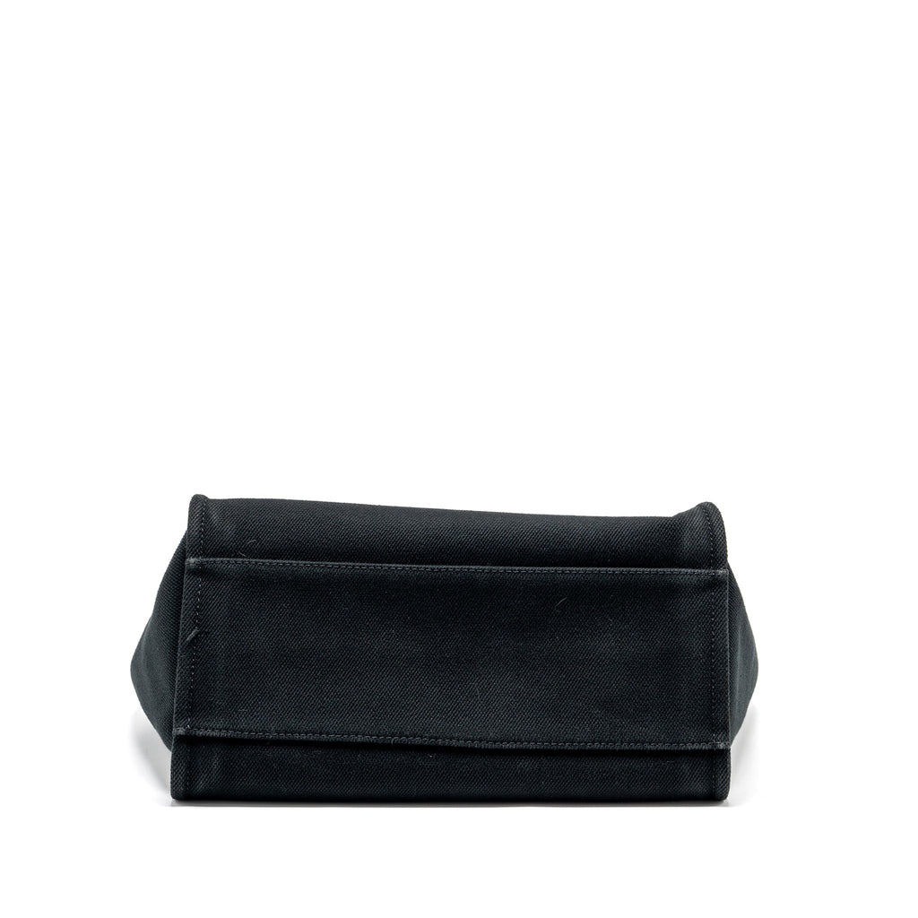 CHANEL LARGE DEAUVILLE BLACK-STUDDED TOTE BAG CANVAS/LEATHER BLACK SHW
