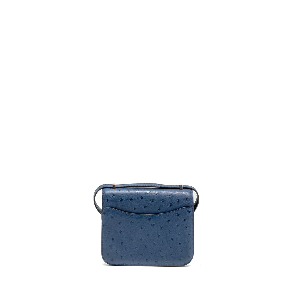 HERMES MINI CONSTANCE OSTRICH 7L BLEU DE MALTE SHW