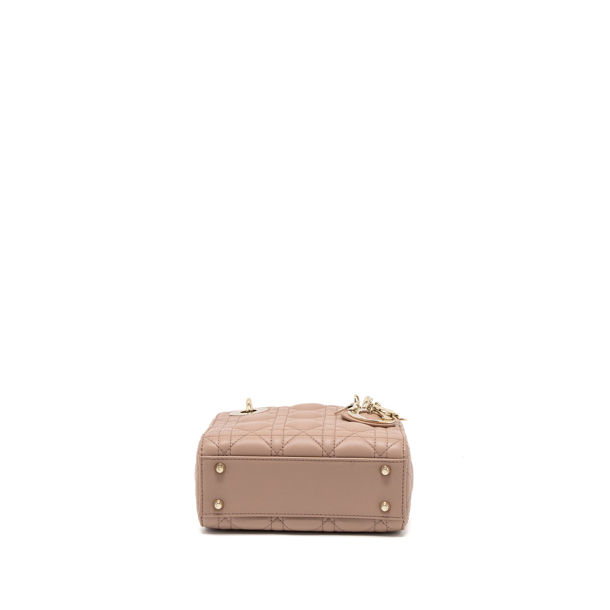 DIOR MINI LADY DIOR CANNAGE LAMBSKIN BLUSH LGHW