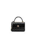 CHANEL TRENDY CC FLAP BAG WITH TOP HANDLE LAMBSKIN BLACK LGHW (MICROCHIP)