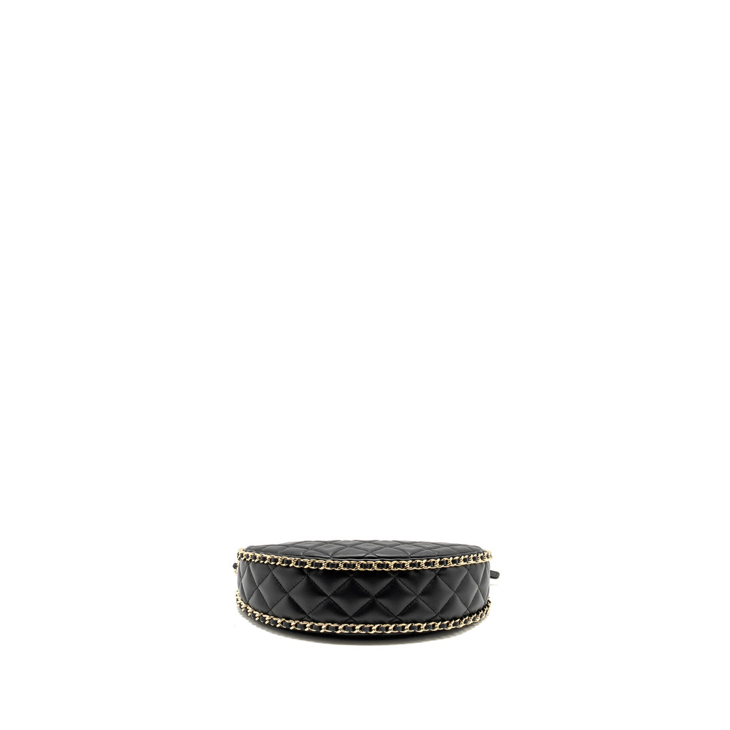 CHANEL SMALL MOON HOBO BAG LAMBSKIN BLACK LGHW (MICROCHIP)