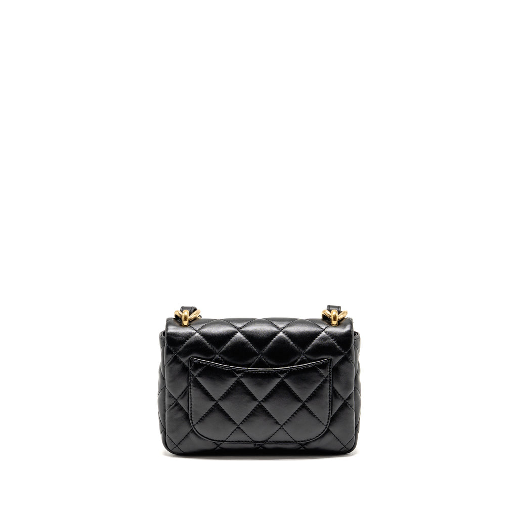 CHANEL GIANT CHAIN FLAP BAG LAMBSKIN BLACK GHW (MICROCHIP)