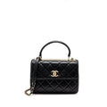 CHANEL TOP HANDLE TRENDY CC FLAP BAG LAMBSKIN BLACK LGHW