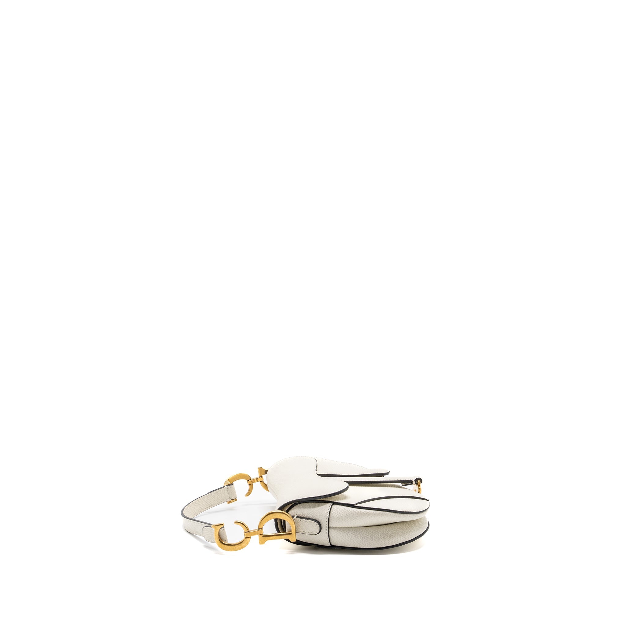 DIOR MINI SADDLE BAG GRAINED CALFSKIN WHITE GHW