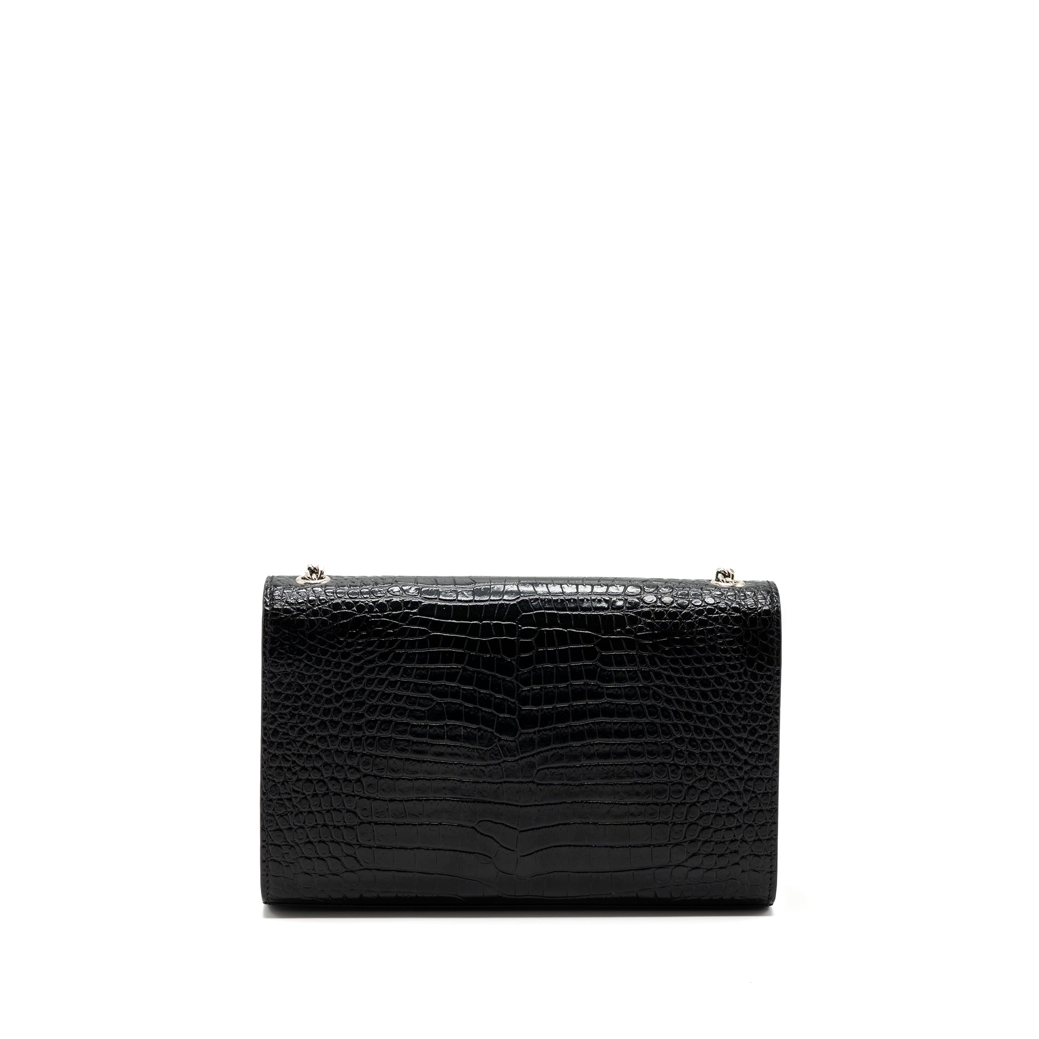 SAINT LAURENT/YSL KATE TASSEL CROC-EMBOSSED CALFSKIN BLACK SH