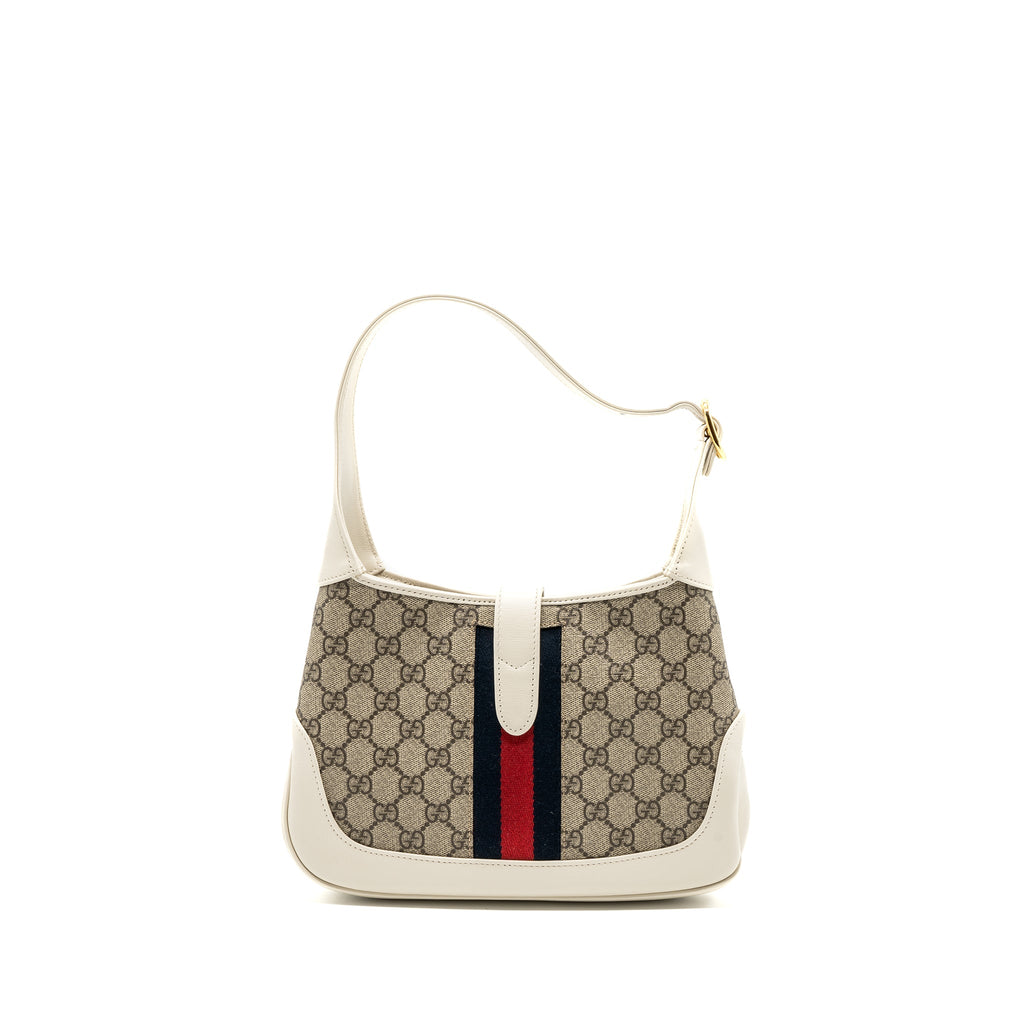 GUCCI JACKIE 1961 SMALL SHOULDER BAG GG SUPREME CANVAS / CALFSKIN WHITE MULTICOLOUR GHW
