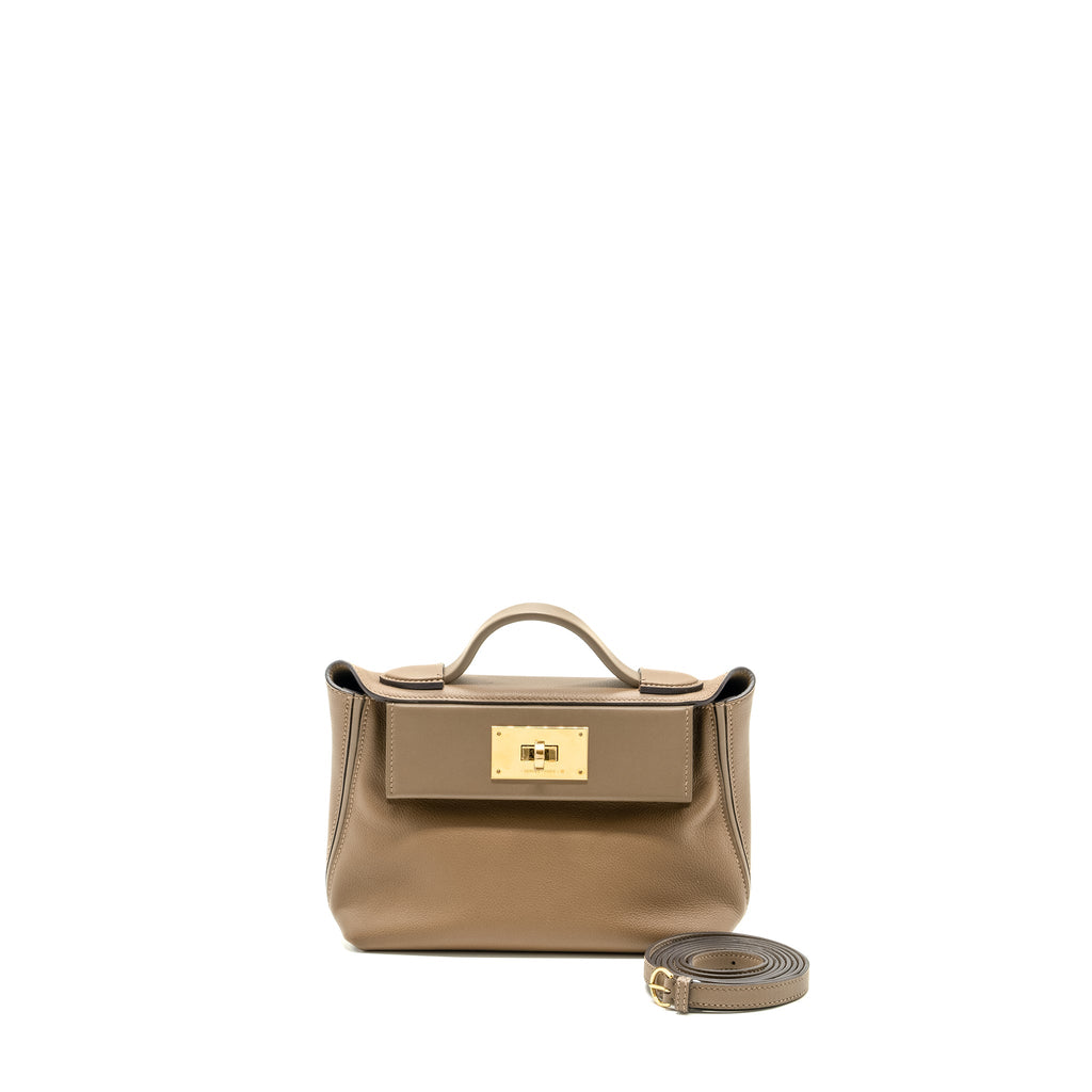 HERMES MINI 24/24 2424 - 21 BAG EVERCOLOR / SWIFT BEIGE DE WEIMAR / ETOUPE GHW