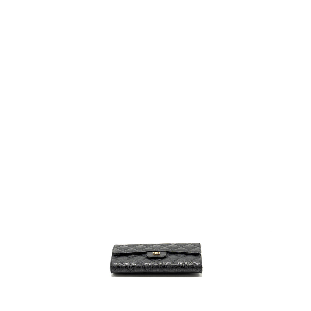 CHANEL CLASSIC FLAP LONG WALLET CAVIAR BLACK GHW