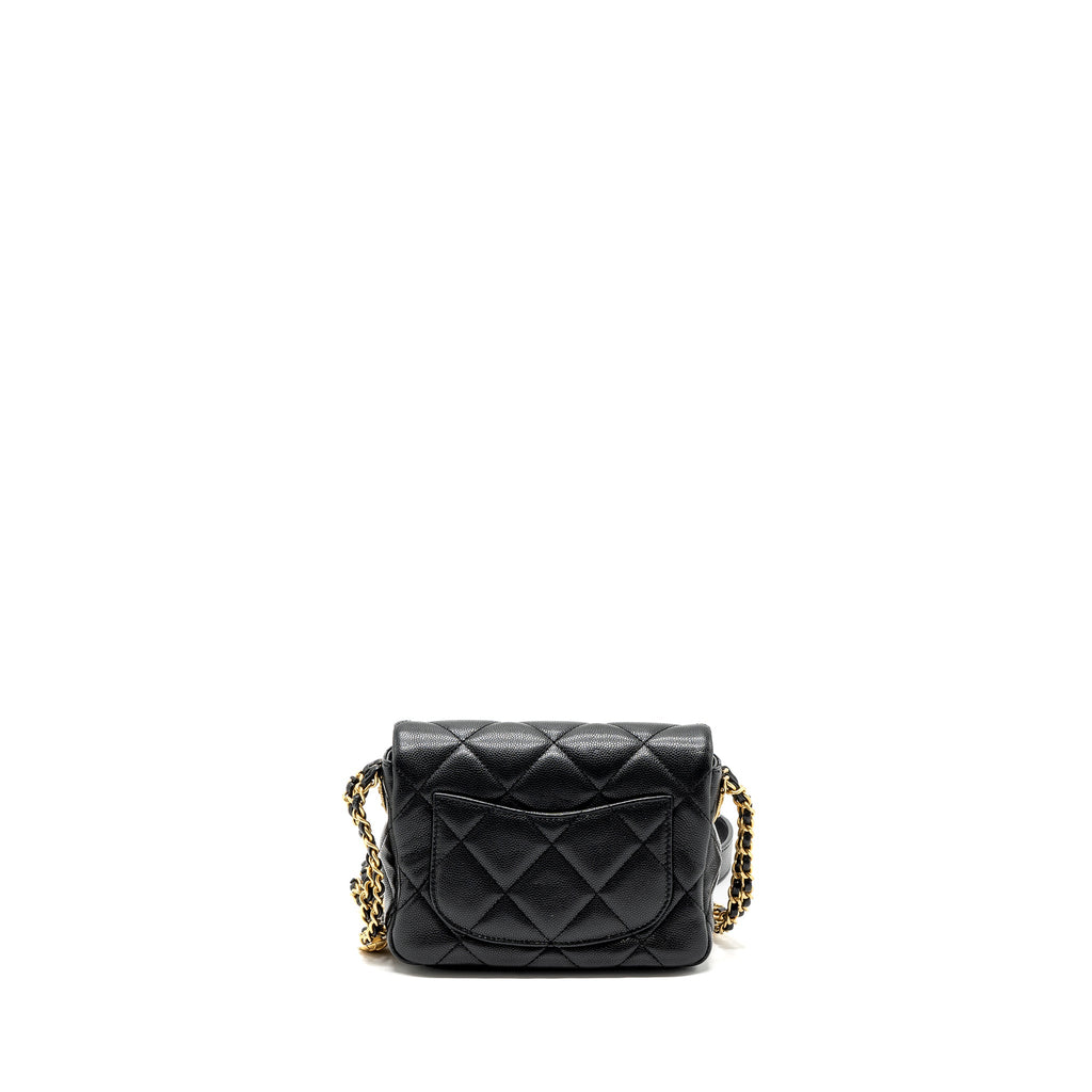 CHANEL MINI TWIST YOUR BUTTON FLAP BAG CAVIAR BLACK GHW(MICROCHIP)