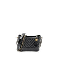 CHANEL SMALL GABRIELLE HOBO BAG CHEVRON AGED CALFSKIN BLACK MULTICOLOUR HARDWARE