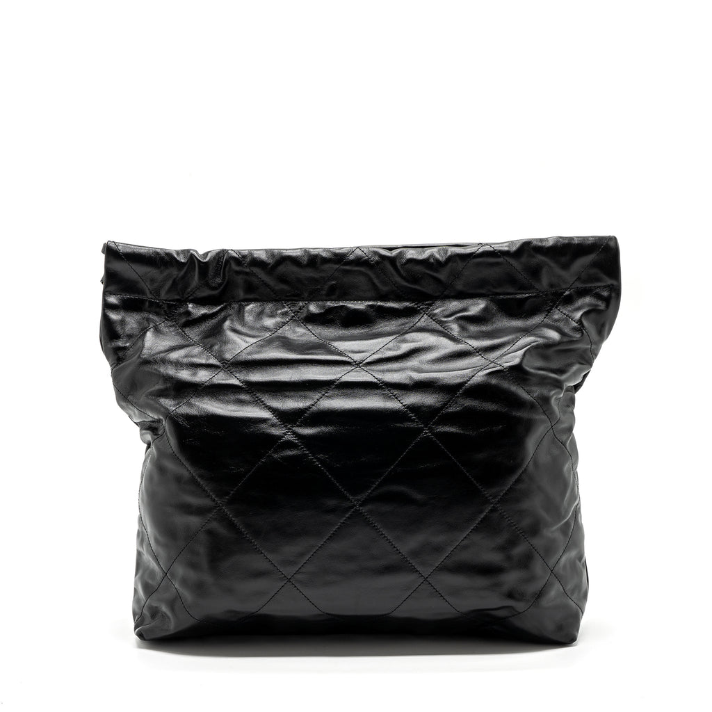CHANEL MEDIUM 22 BAG SHINY CALFSKIN BLACK GHW (MICROCHIP)