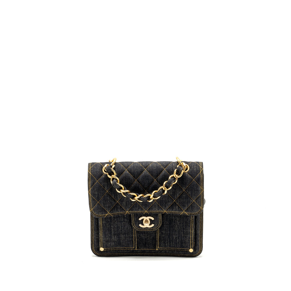 CHANEL 23S FLAP BACKPACK DENIM DARK BLUE WITH BRUSHED GHW (MICROCHIP)