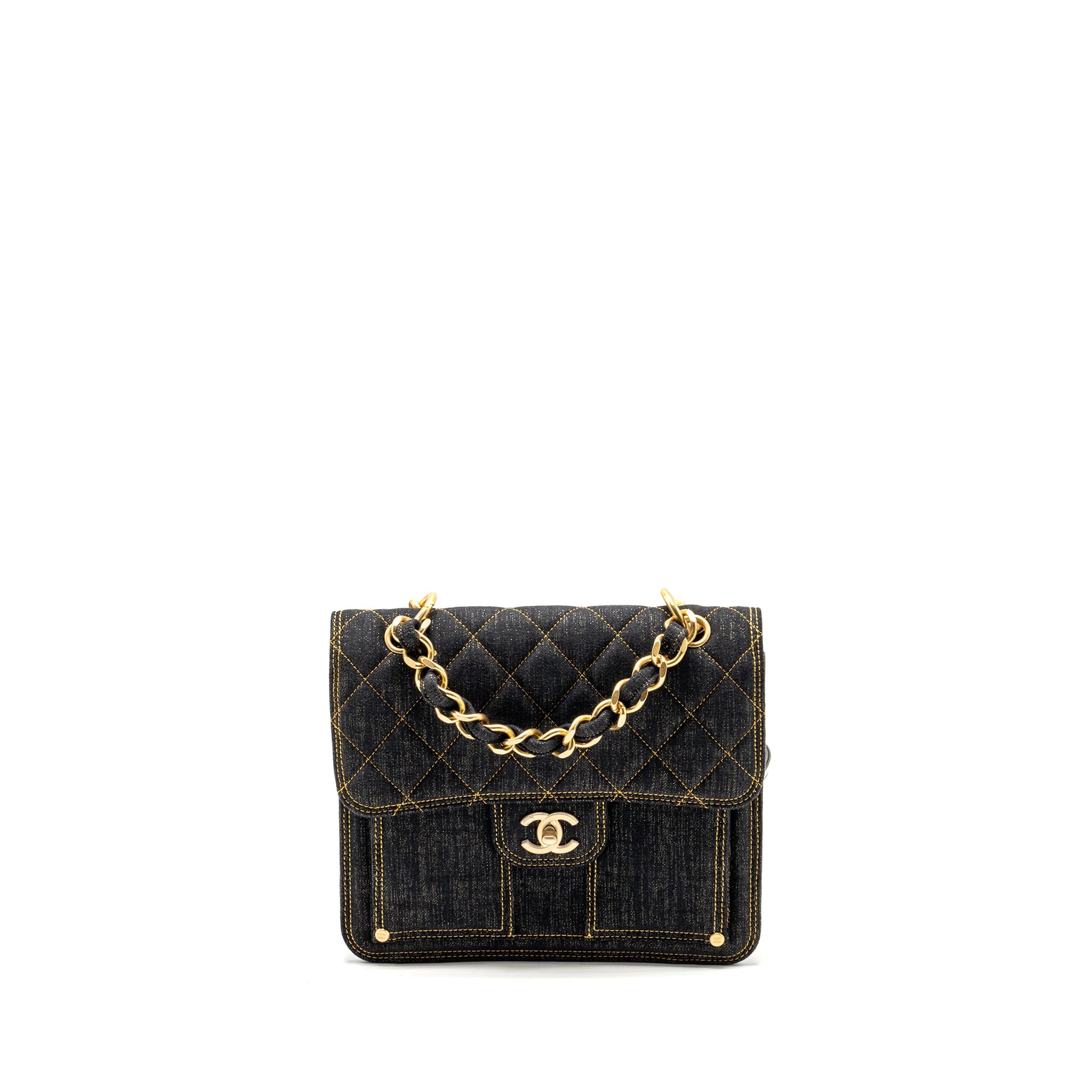CHANEL 23S FLAP BACKPACK DENIM DARK BLUE WITH BRUSHED GHW (MICROCHIP)