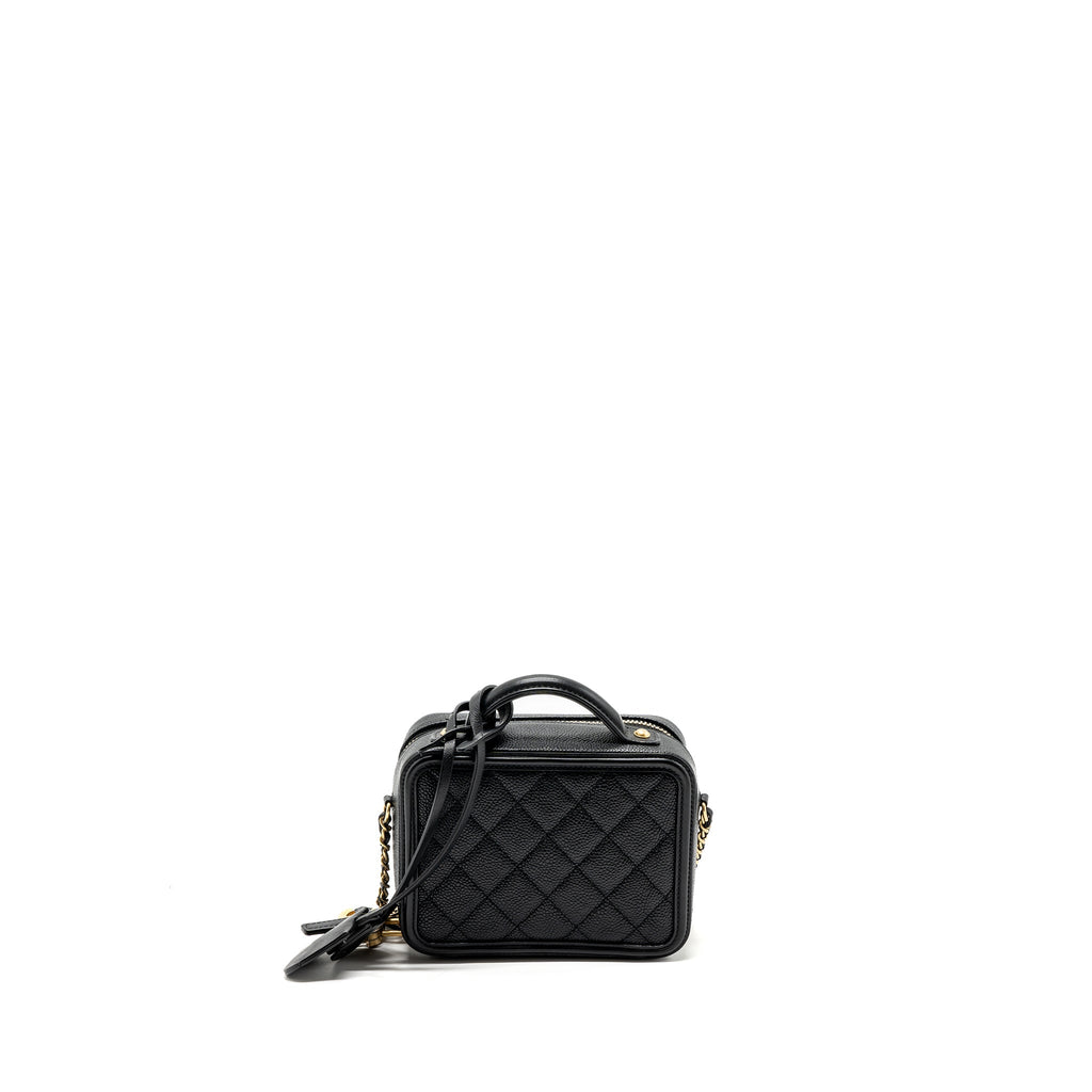 CHANEL MINI FILIGREE VANITY CASE CAVIAR BLACK GHW