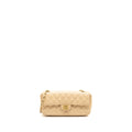 CHANEL EAST-WEST FLAP SHOULDER BAG CAVIAR BEIGE GHW