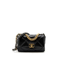 CHANEL SMALL 19 BAG LAMBSKIN BLACK MULTICOLOUR HARDWARE  (MICROCHIP)