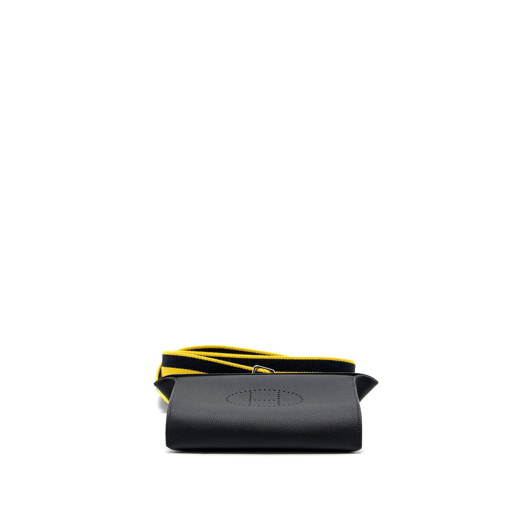 HERMES VIDEPOCHES TOGO BLACK WITH MULTICOLOUR STRAP SHW