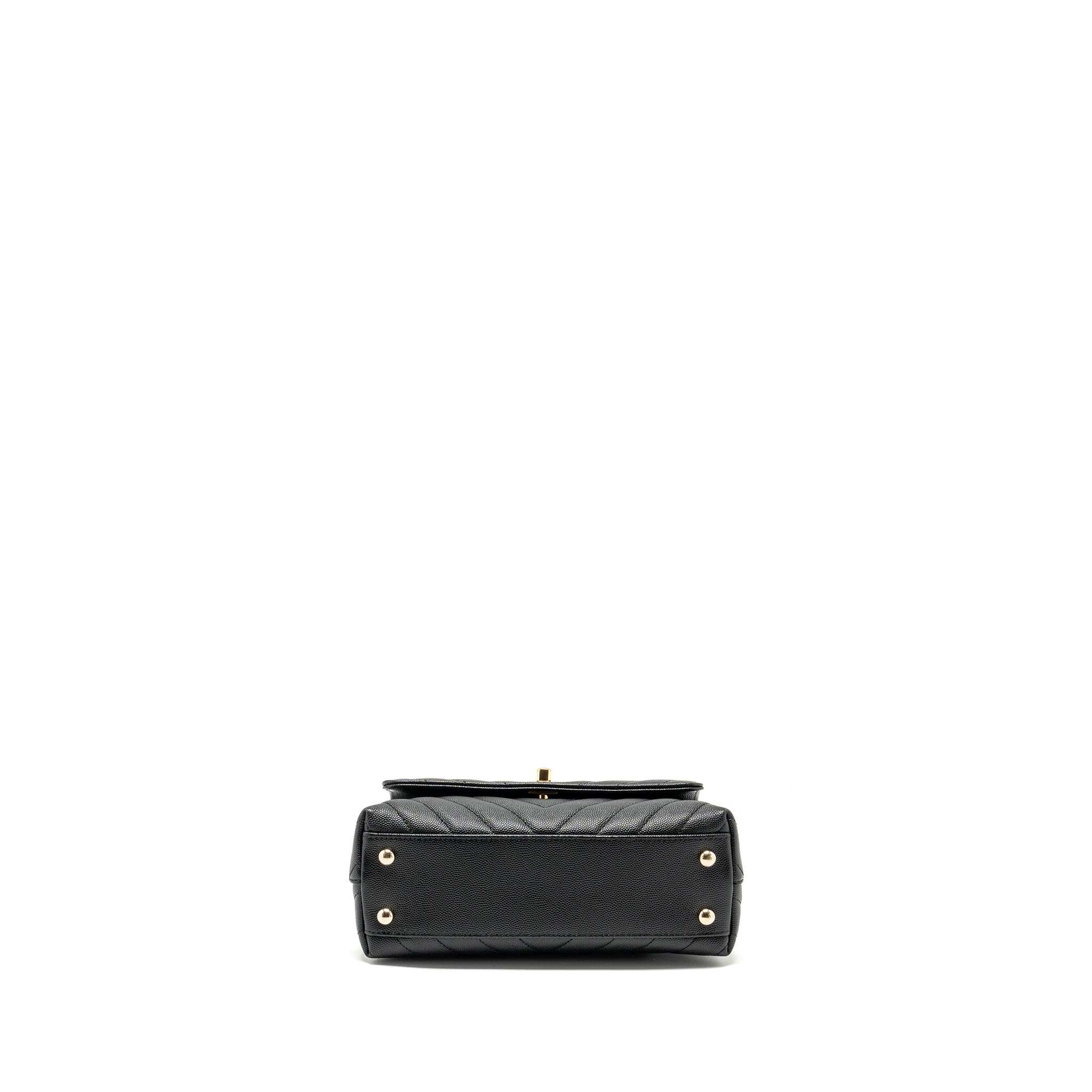 CHANEL SMALL COCO HANDLE CHEVRON CAVIAR BLACK LGHW