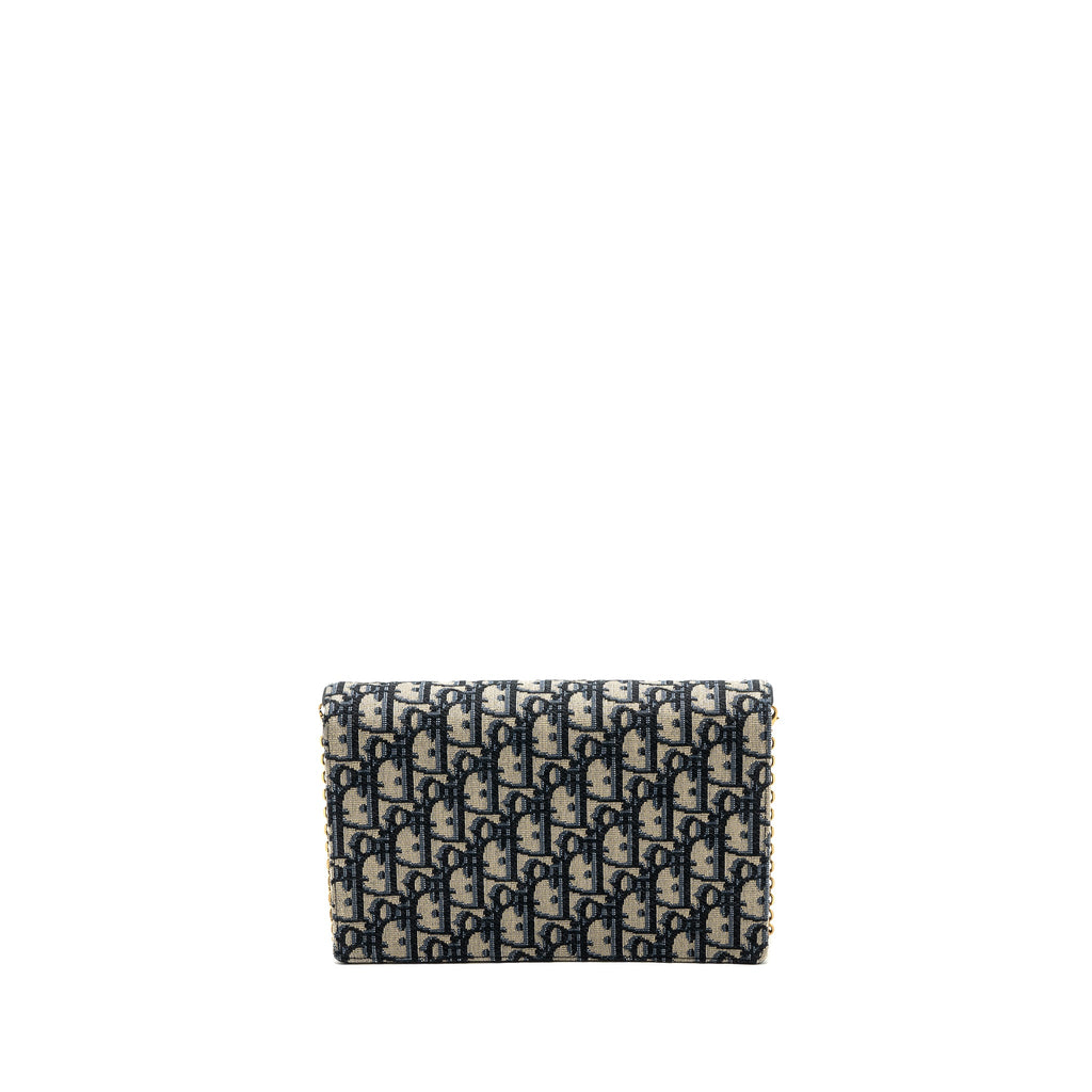 DIOR SADDLE POUCH BLUE DIOR OBLIQUE JACQUARD CANVAS GHW