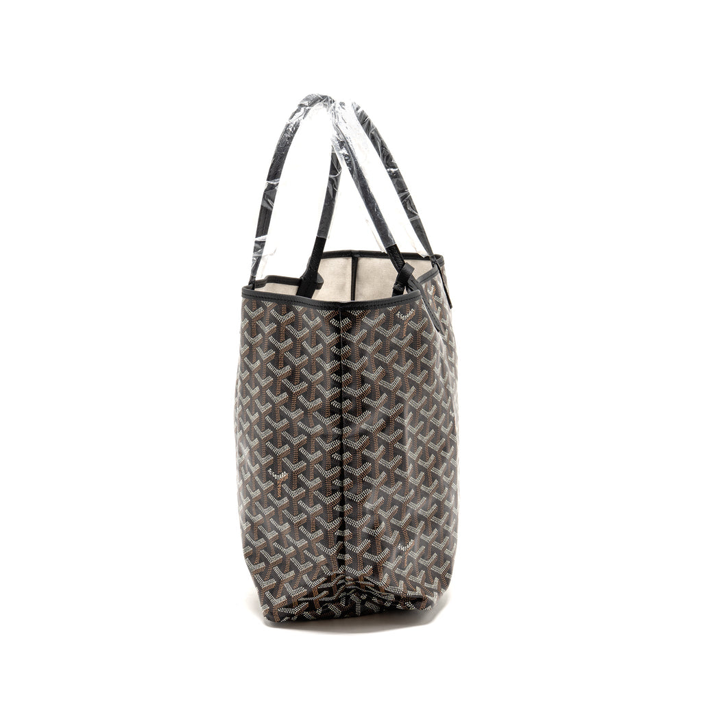 GOYARD SAINT LOUIS PM BAG GOYARDINE CANVAS/CALFSKIN BLACK SHW