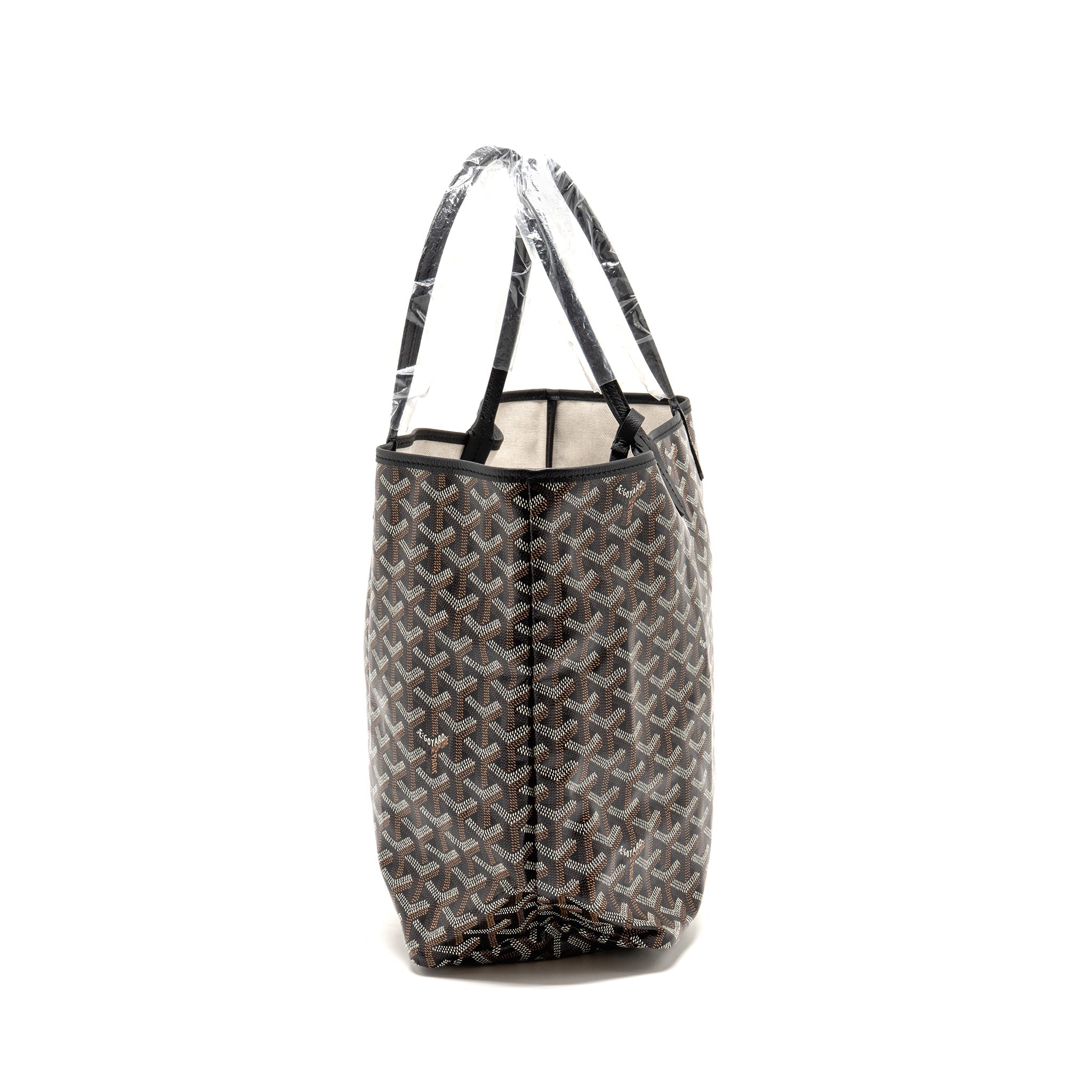 GOYARD SAINT LOUIS PM BAG GOYARDINE CANVAS/CALFSKIN BLACK SHW