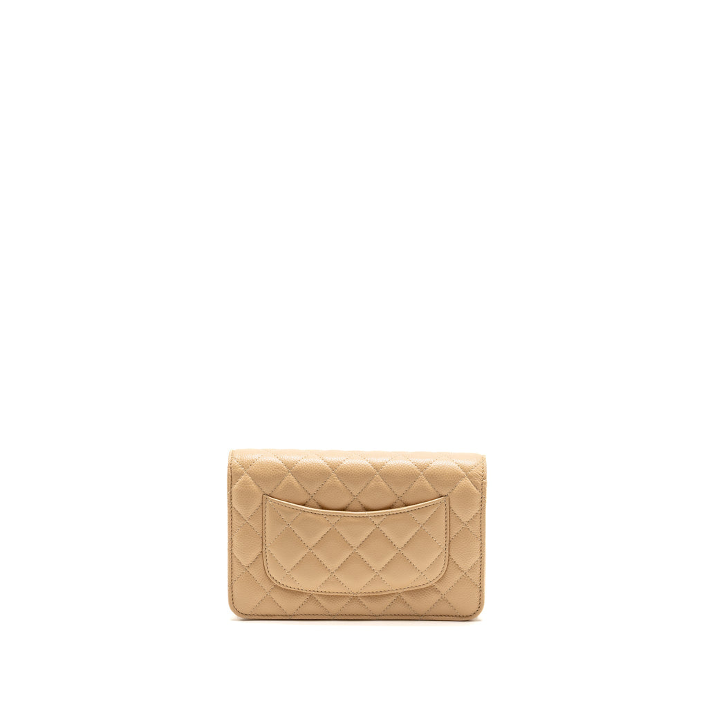 CHANEL CLASSIC WALLET ON CHAIN CAVIAR BEIGE GHW (MICROCHIP)