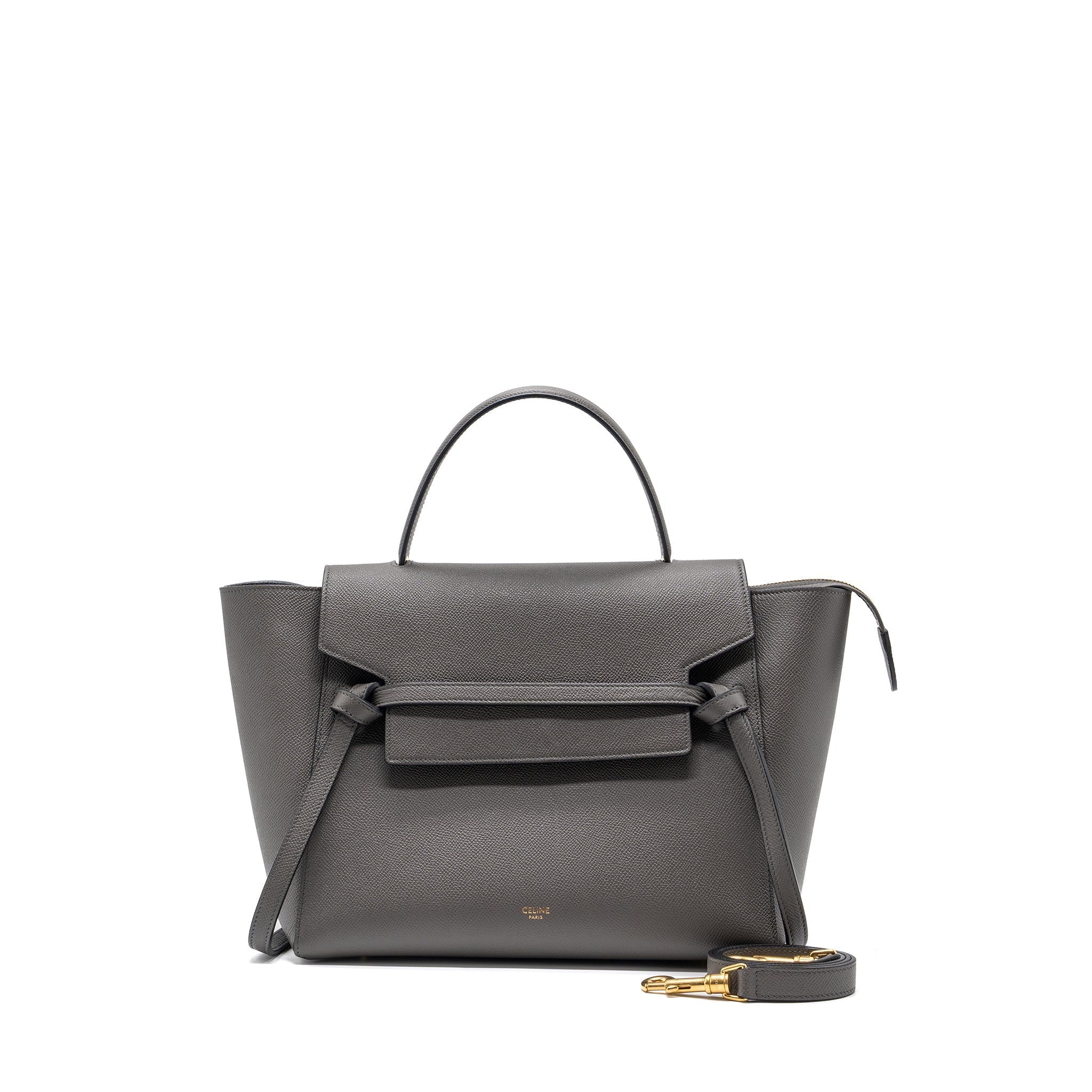 CELINE MINI BELT BAG GRAINED CALFSKIN DARK GREY GHW
