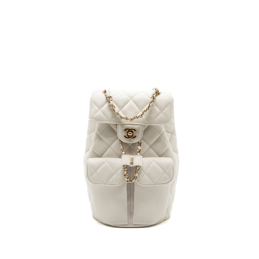 CHANEL 22S MINI BACKPACK GRAINED CALFSKIN WHITE LGHW(MICROCHIP)