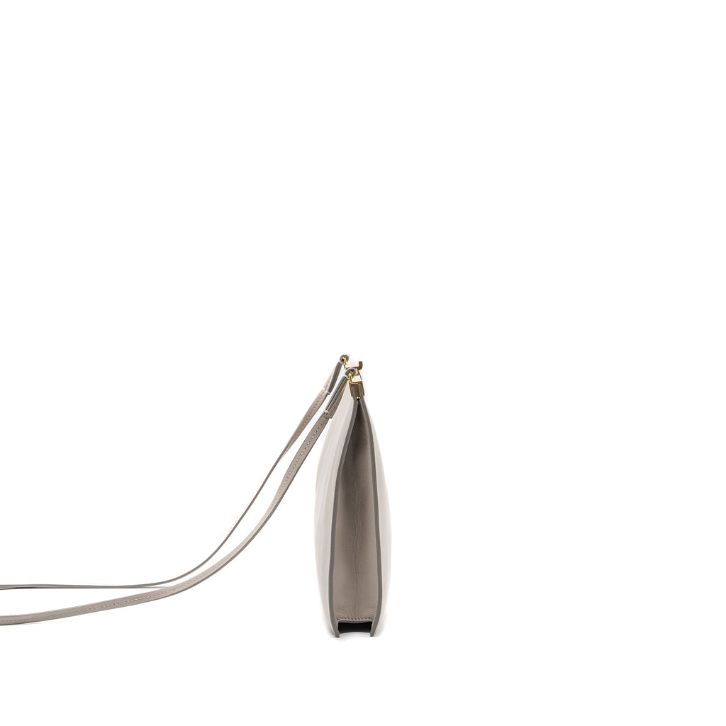 CELINE MINI CLASP SHOULDER BAG LIGHT GREY LEATHER GHW
