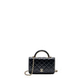 CHANEL LEATHER TOP HANDLE WALLET ON CHAIN LAMBSKIN BLACK LGHW (MICROCHIP)
