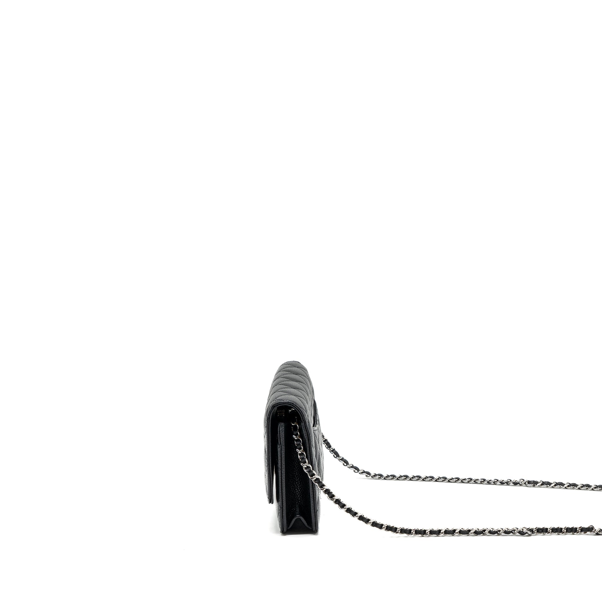 CHANEL CLASSIC WALLET ON CHAIN CAVIAR BLACK SHW (MICROCHIP)