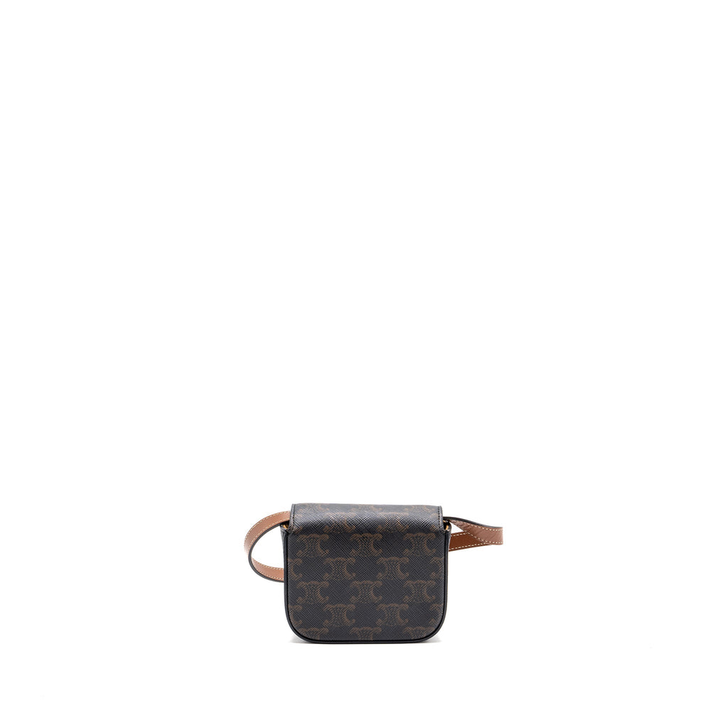 CELINE MINI CLAUDE TRIOMPHE CANVAS/ CALFSKIN TAN GHW