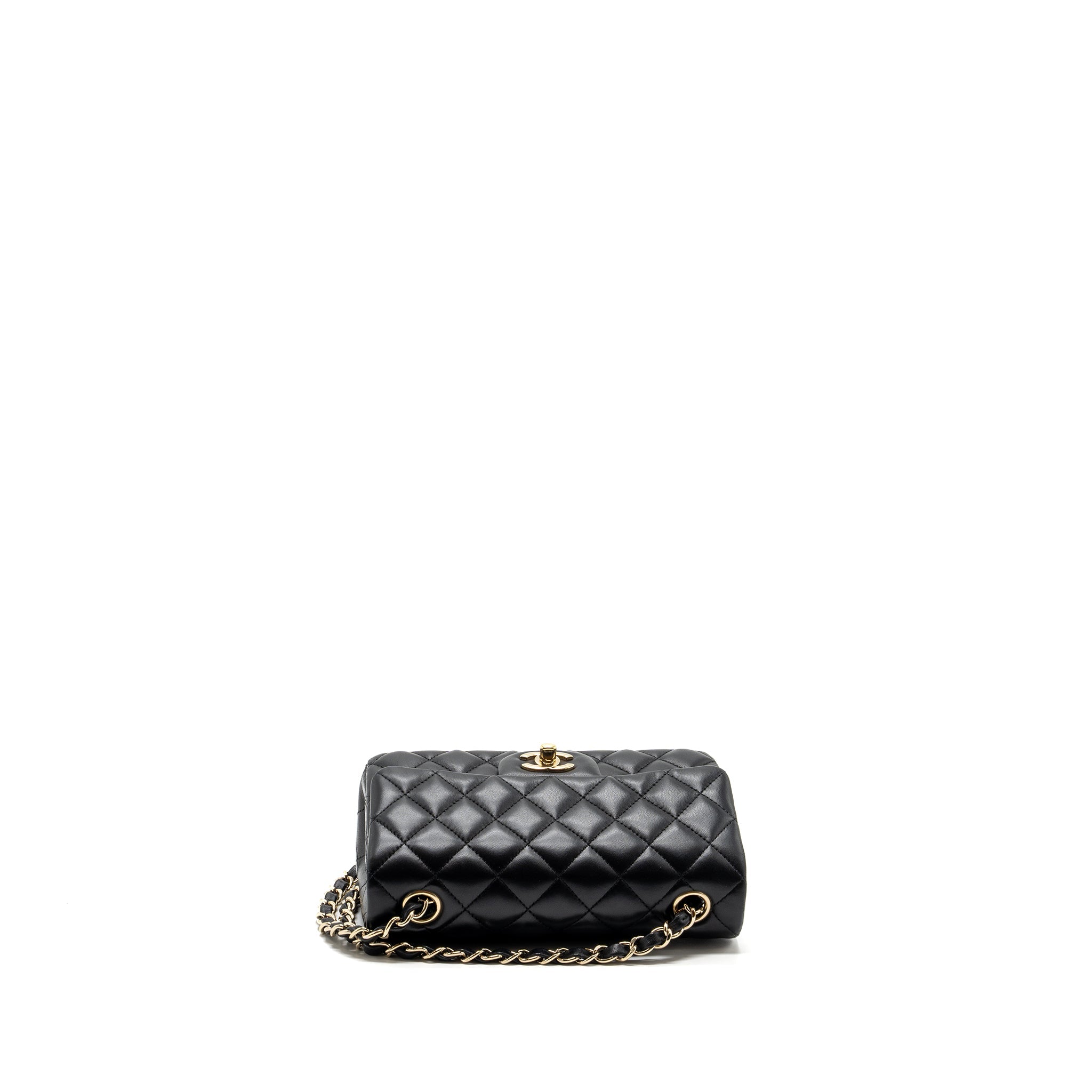 CHANEL CLASSIC MINI RECTANGULAR FLAP BAG LAMBSKIN BLACK GHW