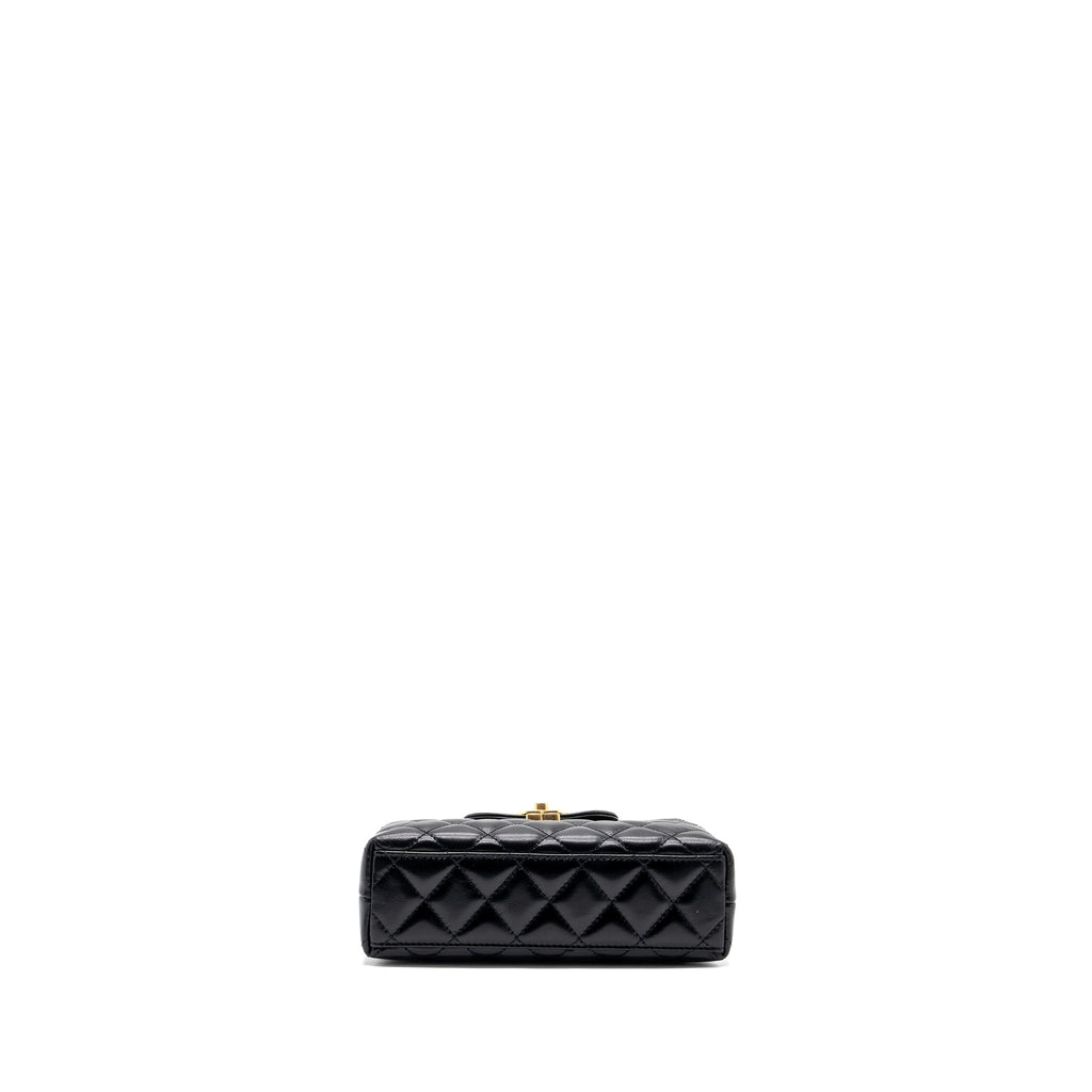 CHANEL 23K MINI KELLY SHOPPING TOTE BAG CALFSKIN BLACK GHW (MICROCHIP)