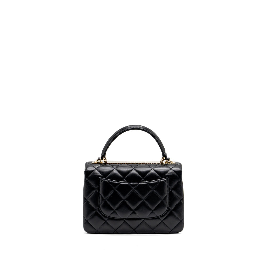CHANEL TRENDY CC FLAP BAG WITH TOP HANDLE LAMBSKIN BLACK LGHW (MICROCHIP)