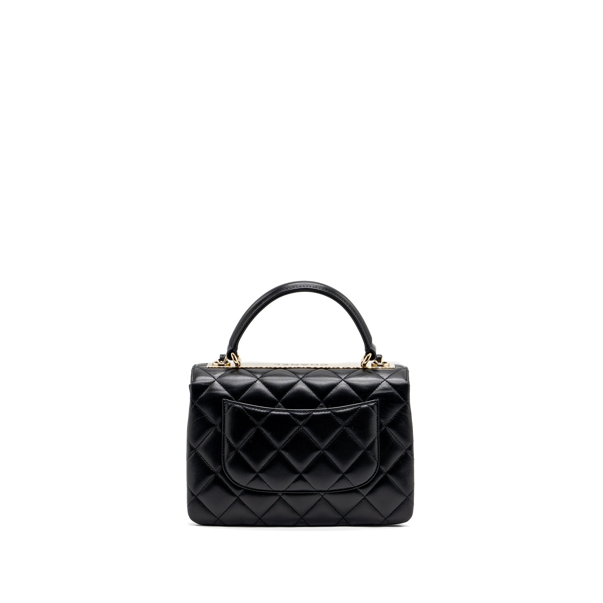 CHANEL TRENDY CC FLAP BAG WITH TOP HANDLE LAMBSKIN BLACK LGHW (MICROCHIP)
