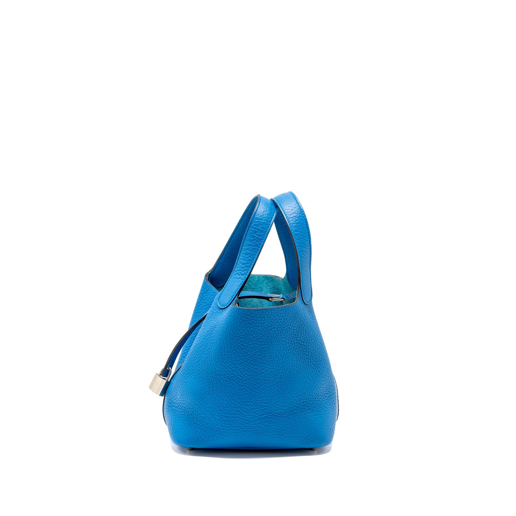 HERMES PICOTIN 18 LOCK BAG CLEMENCE BLUE SHW