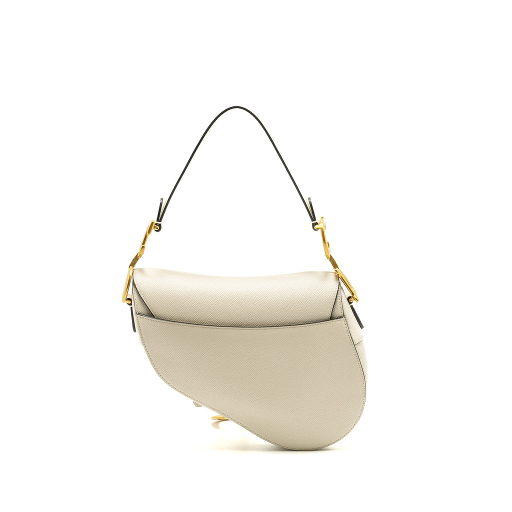 DIOR MEDIUM SADDLE BAG CALFSKIN WHITE GHW