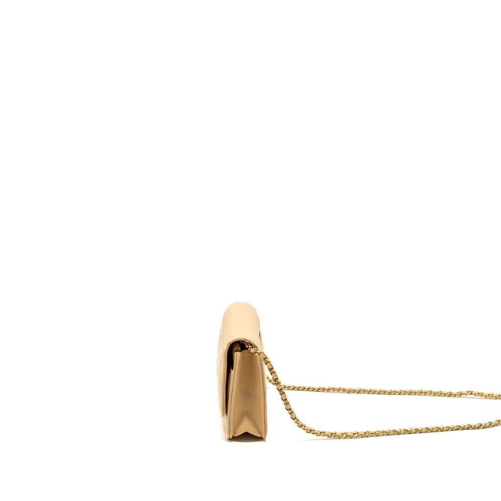 CHANEL CLASSIC WALLET ON CHAIN CAVIAR BEIGE GHW (MICROCHIP)
