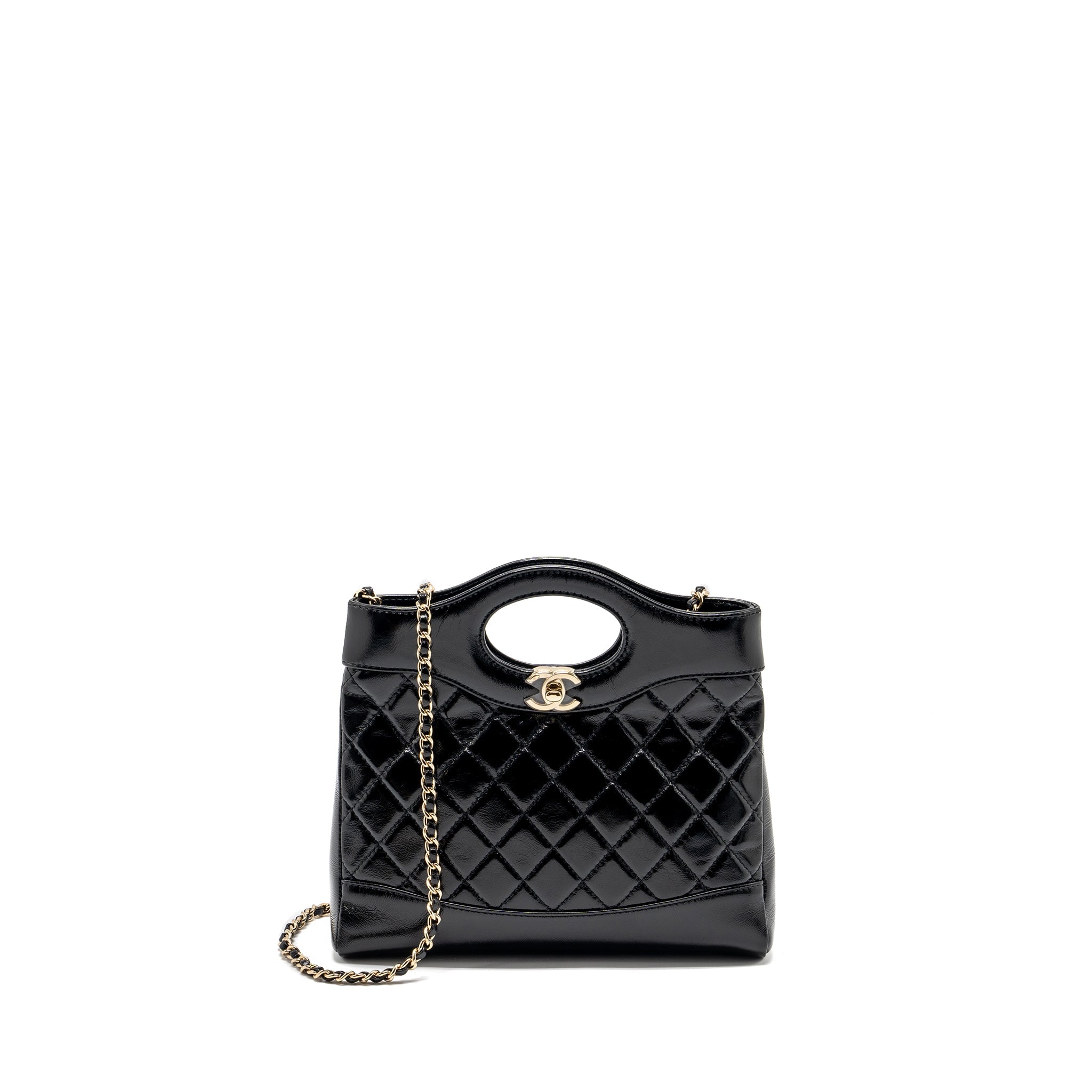 CHANEL MINI 31 BAG SHINY CALFSKIN BLACK LGHW (MICROCHIP)
