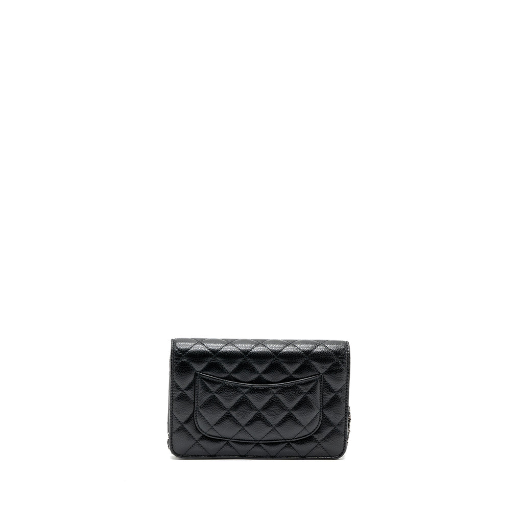 CHANEL CLASSIC WALLET ON CHAIN CAVIAR BLACK SHW (MICROCHIP)