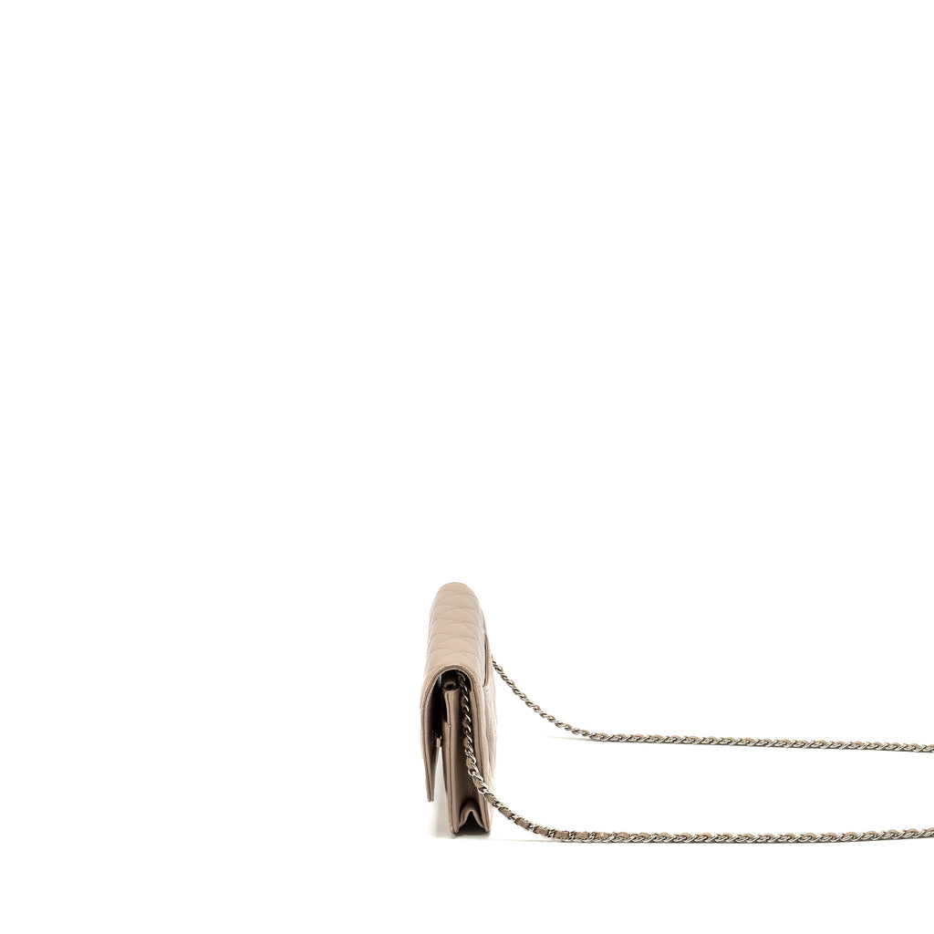 CHANEL CLASSIC WALLET ON CHAIN CAVIAR DARK BEIGE SHW